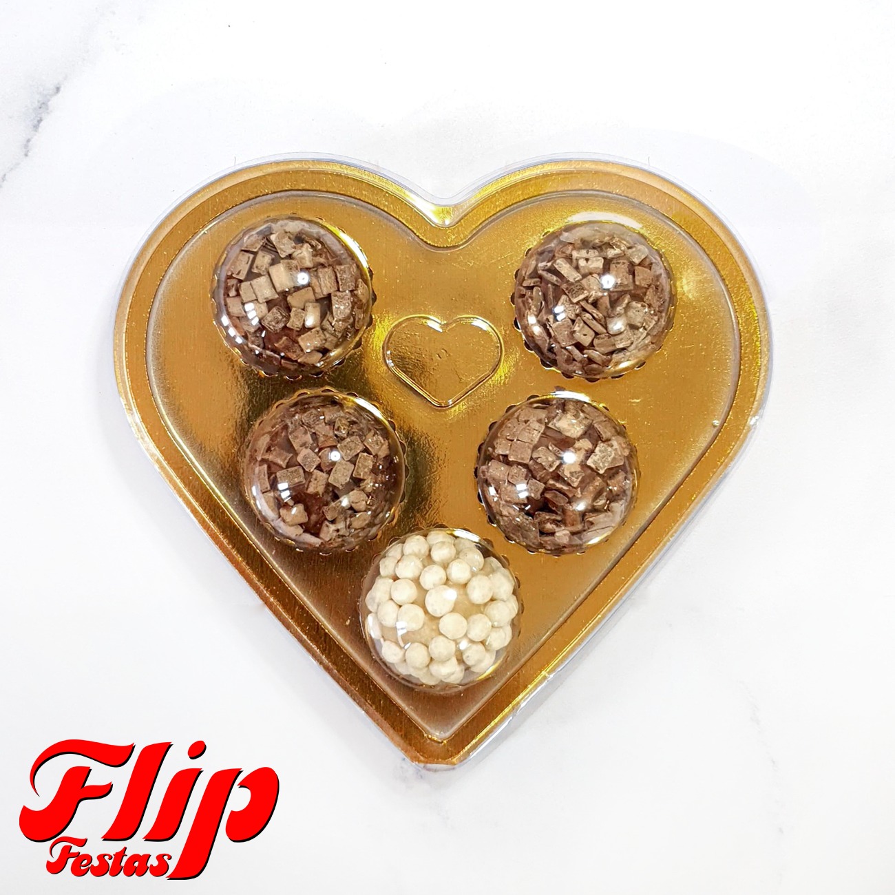 Flip Ball Coração Ouro Metalizado