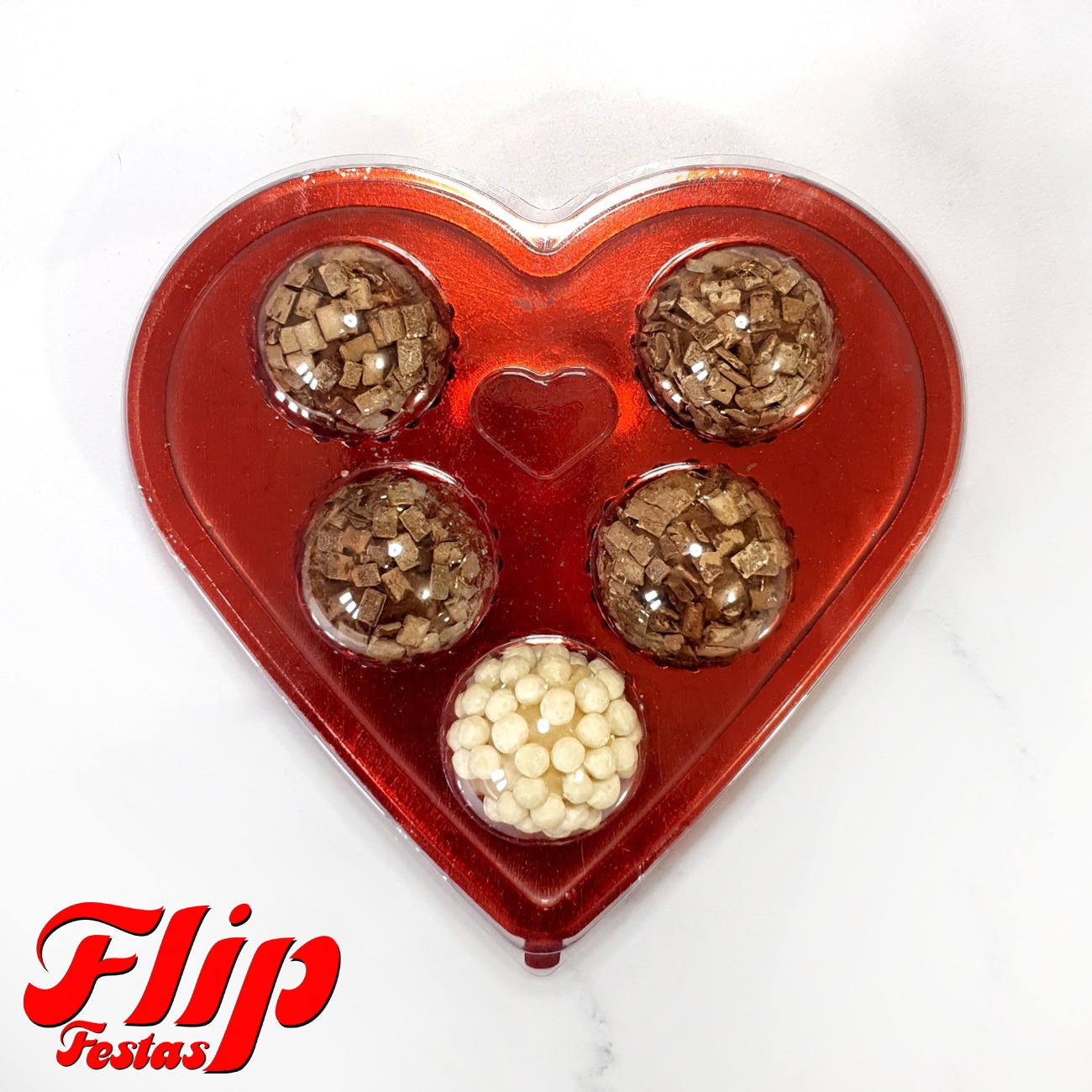 Flip Ball Coração Vermelho Metalizado